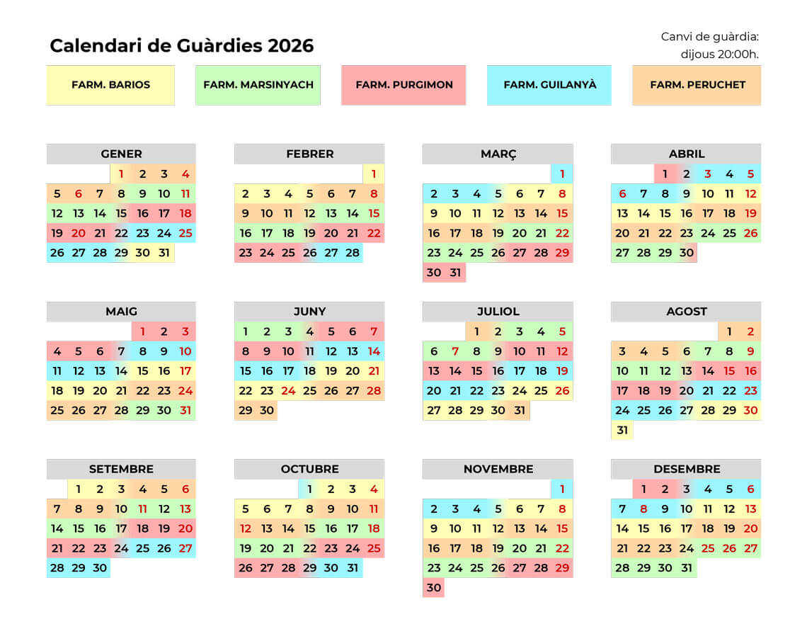 Calendari de Guàrdies