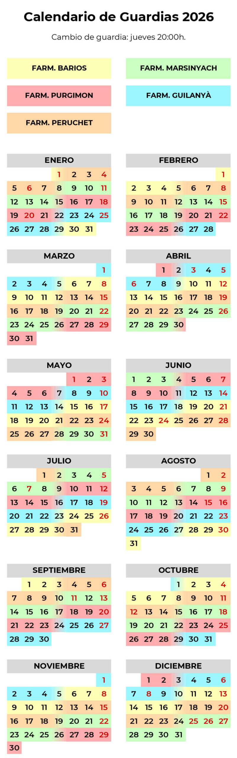 Calendario de Guardias